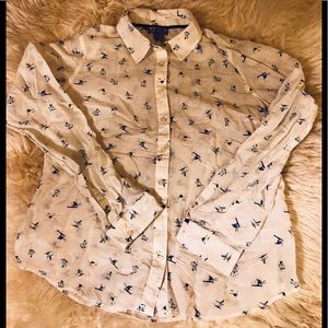 JCP size large button up with skiing pattern.